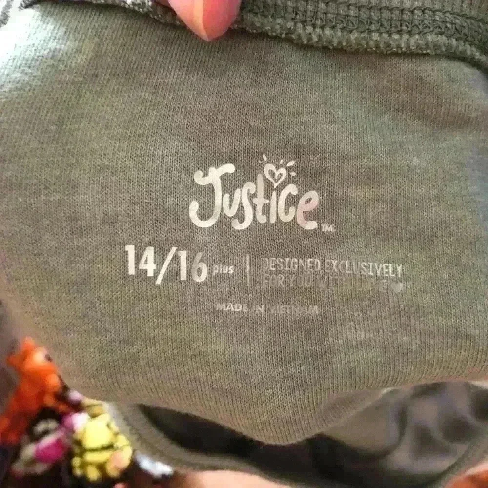 JUSTICE olive military green fleece tye-die long sleeve pullover youth 14-16